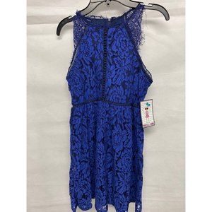 Trixxi Juniors Navy Sleeveless Lace Sheath Dress 12
